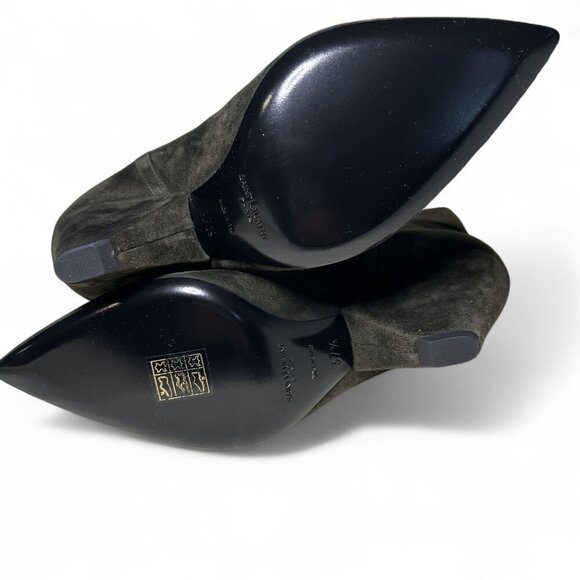 Saint Laurent Women's Liz 85 Luxor Suede Booties Sabble Brown EU 37.5 NIB - Picture 14 of 16